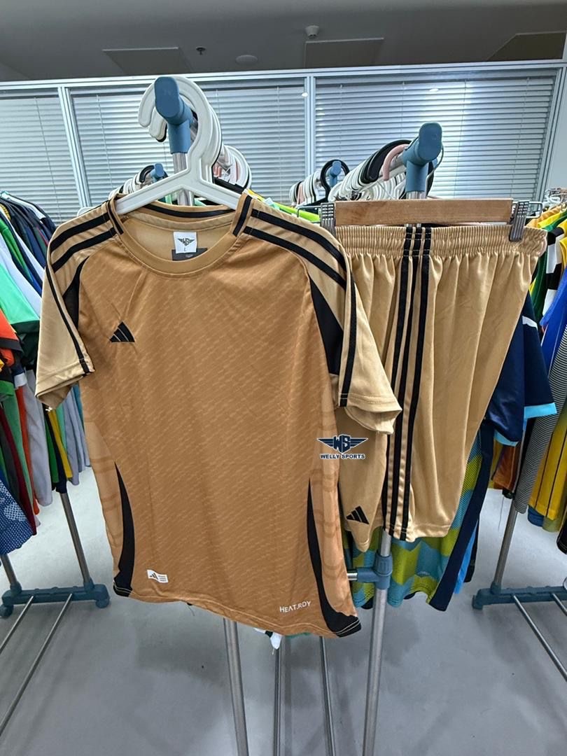 Tan jersey and shorts set