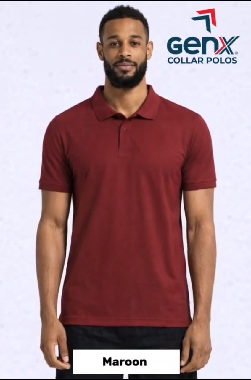 Maroon men's collar polo shirt