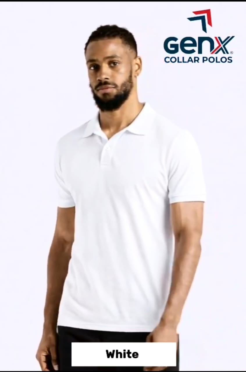 White men's collar polo shirt